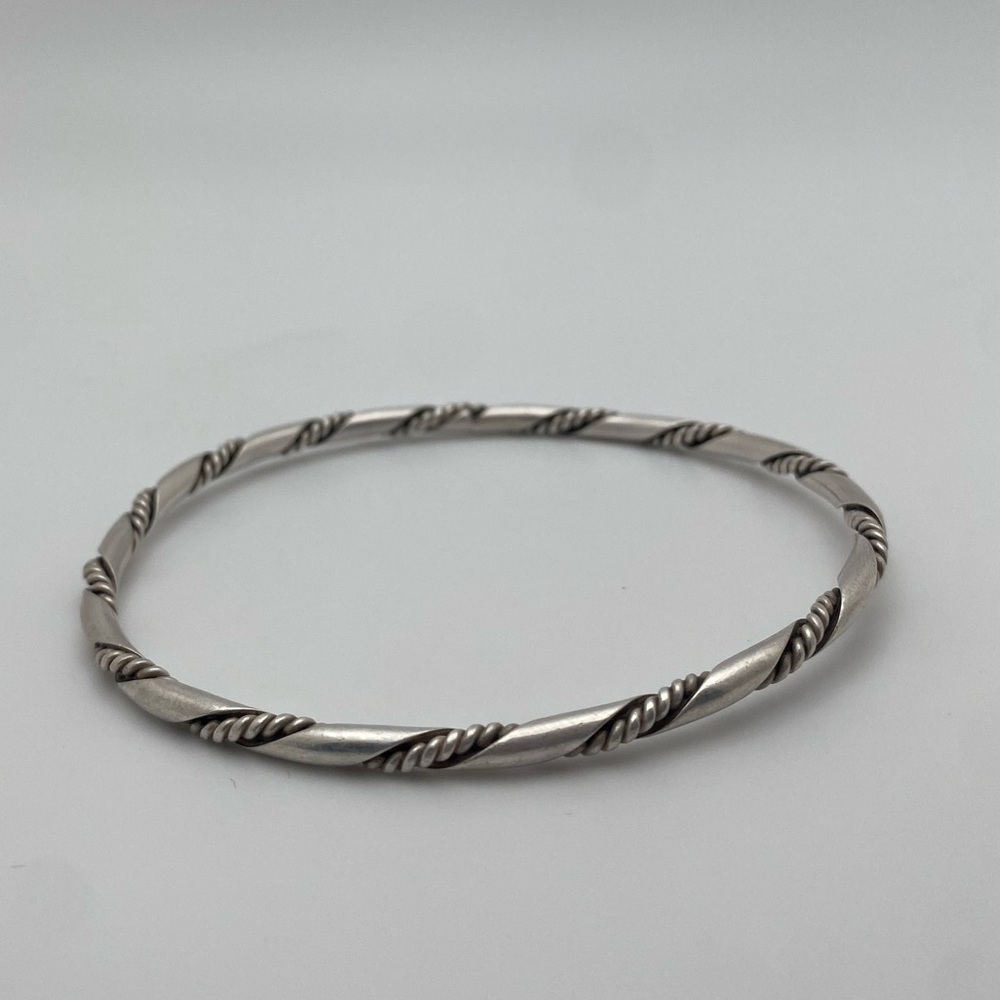Sterling Silver 925 Twist Bangle Bracelet